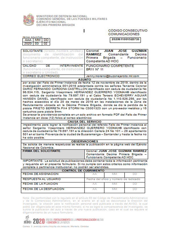 Notificaciones por Aviso 2020/03/02