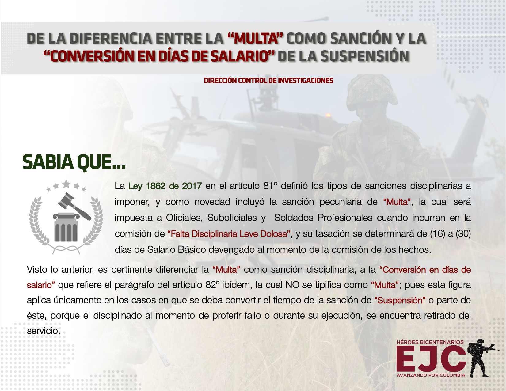13. De la diferencia entre la multa como sanción y la conversión en días de salarios en días de salario d la suspensión. Ver también circular No 2020107008126533 y boletín No 86