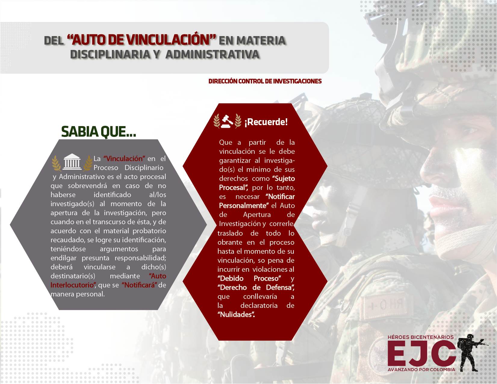 18. Del auto de vinculación en materia disciplinaria y administrativa