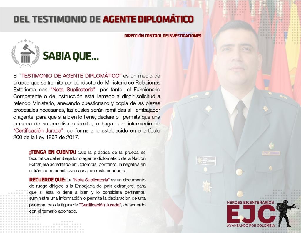 29. Del testimonio de agente diplomático