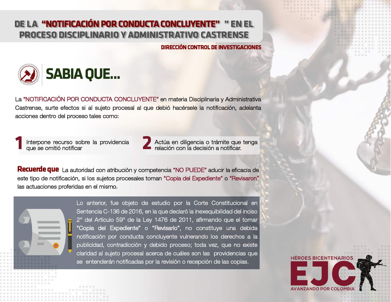 37. De la notificación por conducta concluyente en materia disciplinaria y