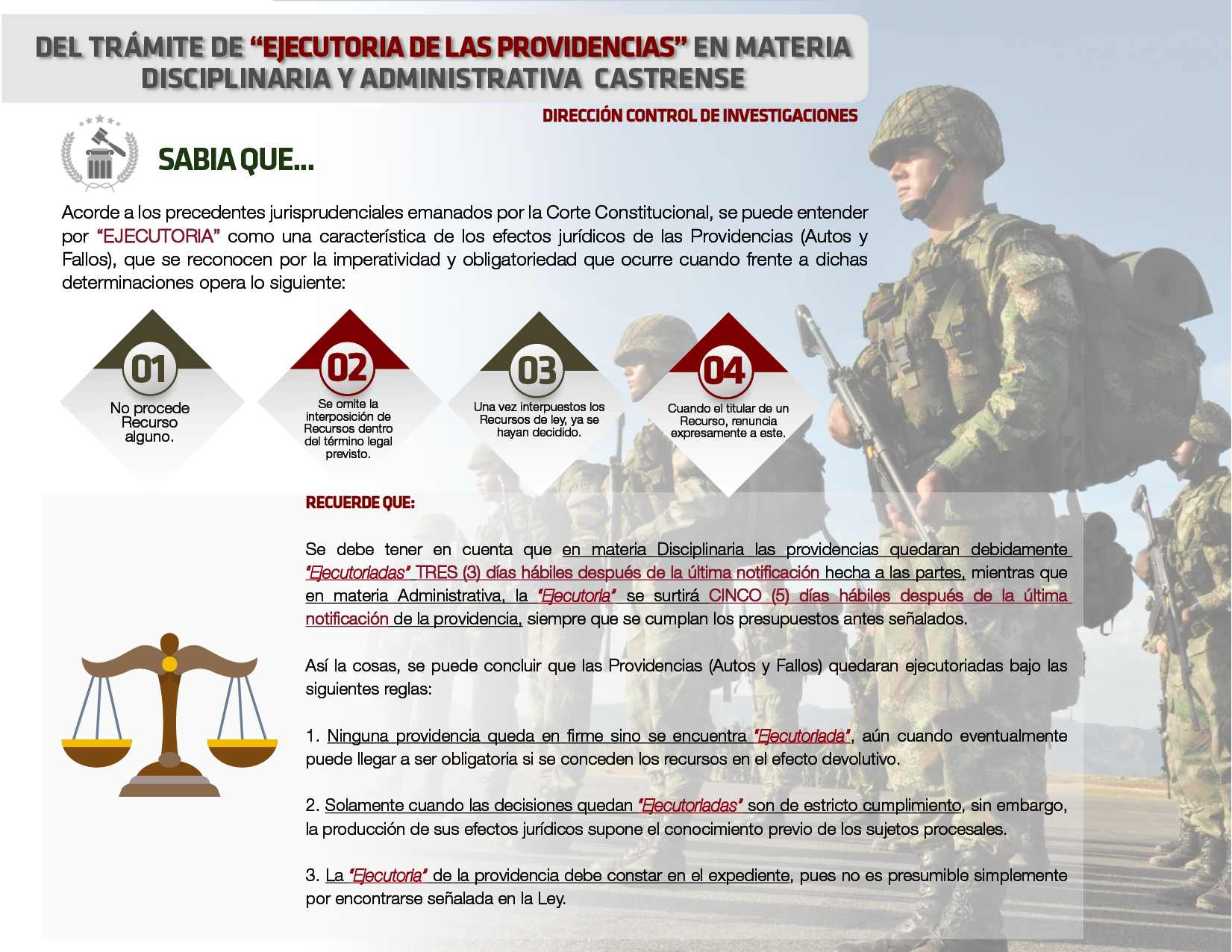 45. De la ejecutoria de las providencias en materia disciplinaria y administrativa