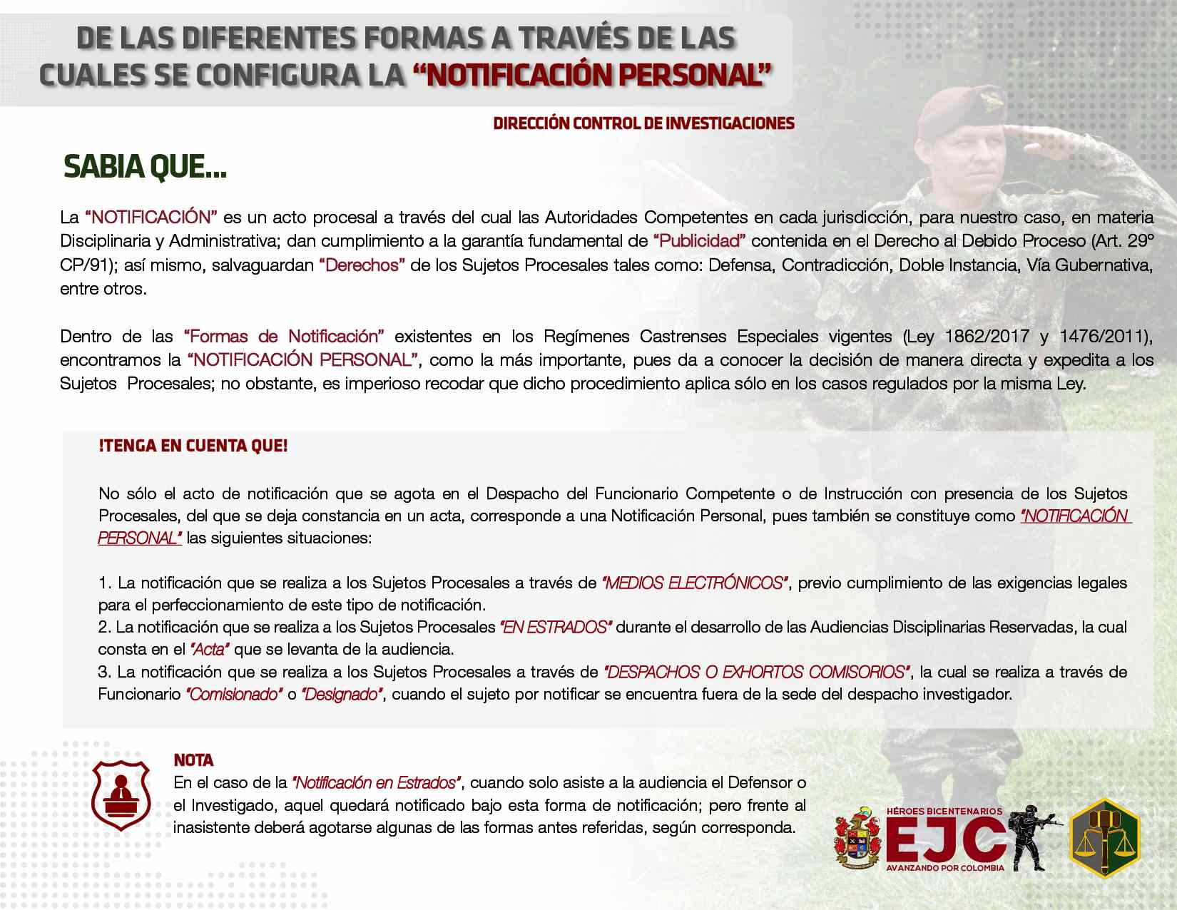 47. De las diferentes formas a través de las cuales se configura la notificación personal