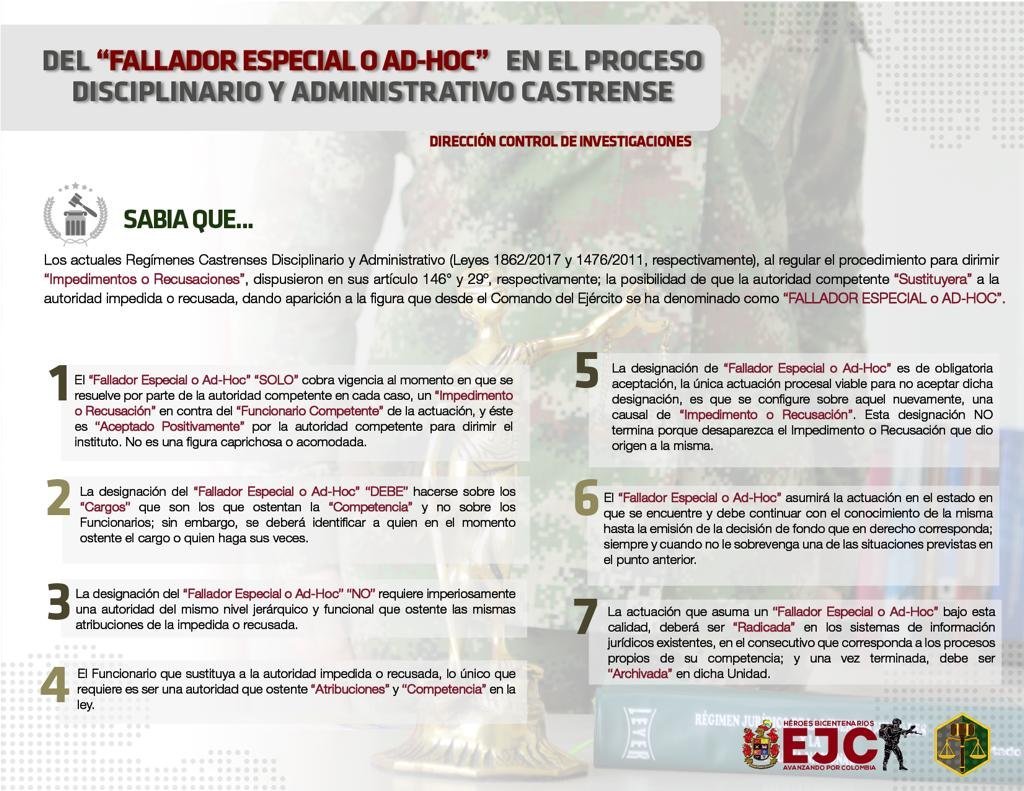 40. Del fallo especial o AD-HOC en el proceso disciplinario y administrativo castrense