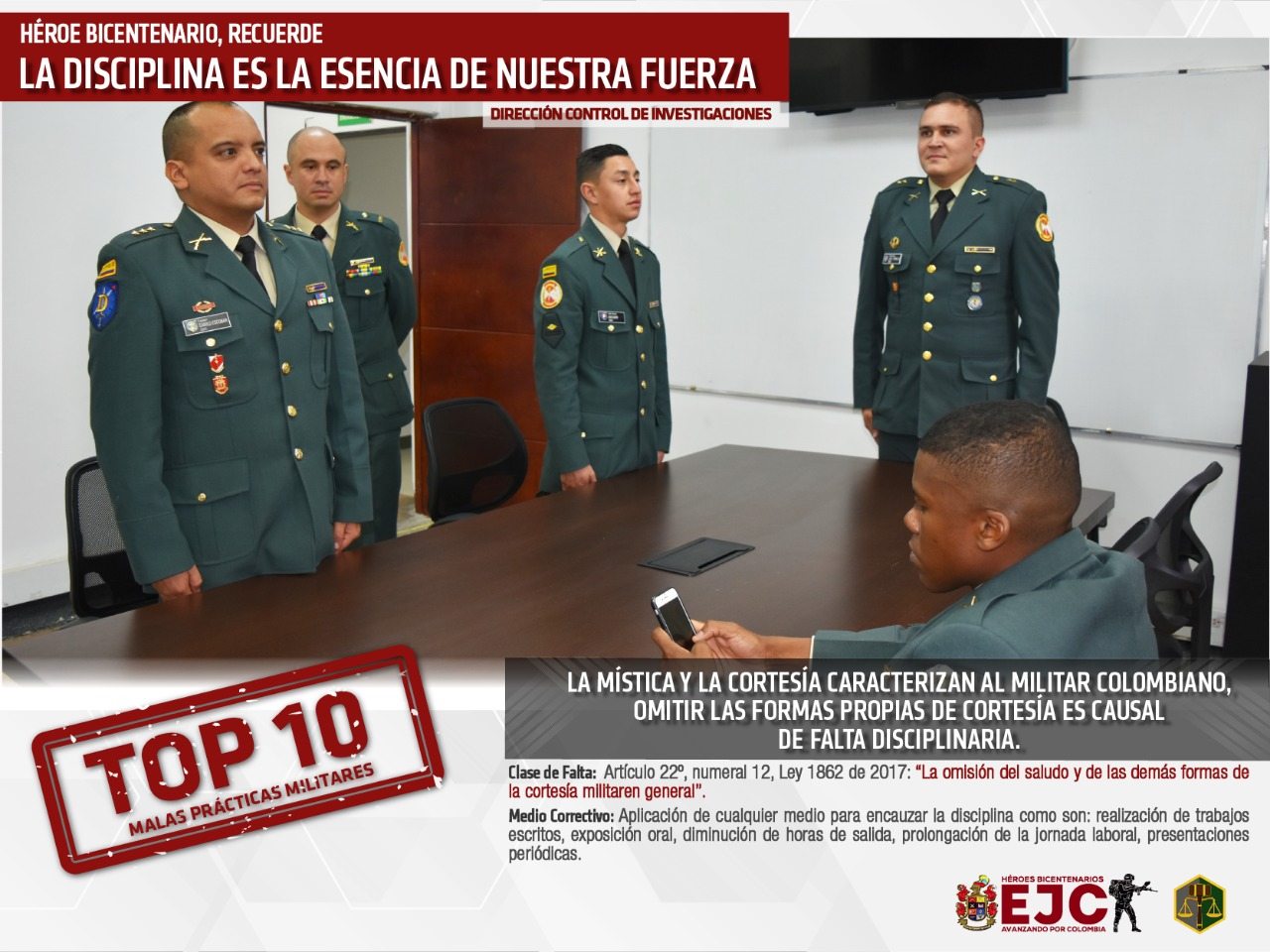 11. Top 10 La mística y la cortesía caracterizan al militar colombiano, omitir las formas propias de cortesía es causal de falta disciplinaria