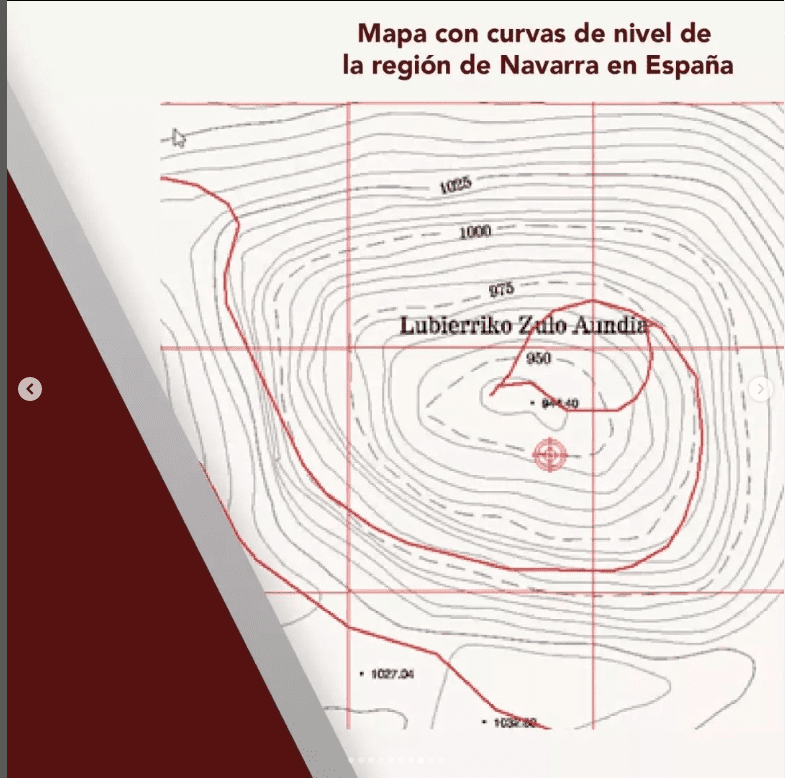 Mapa de curvas de nivel de la región de Navarra España