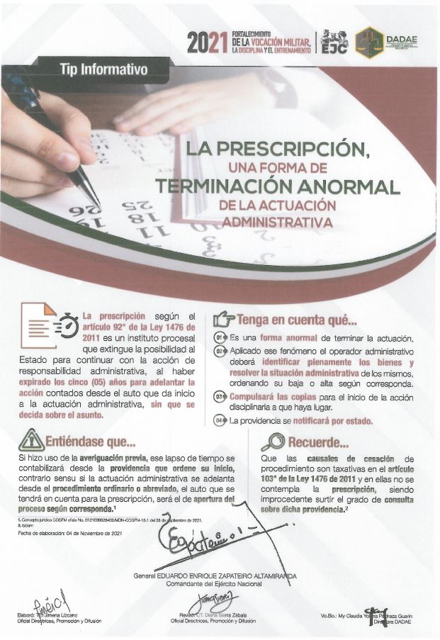 47. La prescripción una forma de terminación anormal de la actuación administrativa