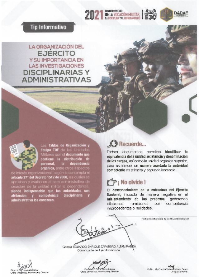 90. Organización del ejército y su importancia en las investigaciones disciplinarias y administrativas