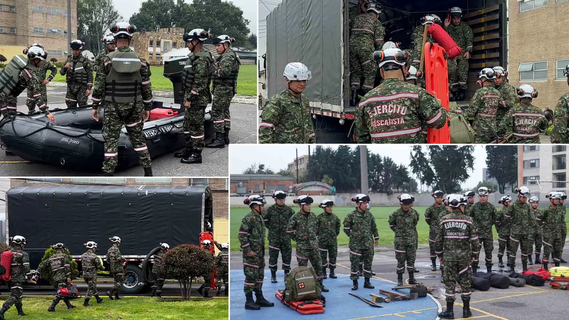 Soldados rescatistas del Ejército Nacional en alistamiento por temporada de lluvias