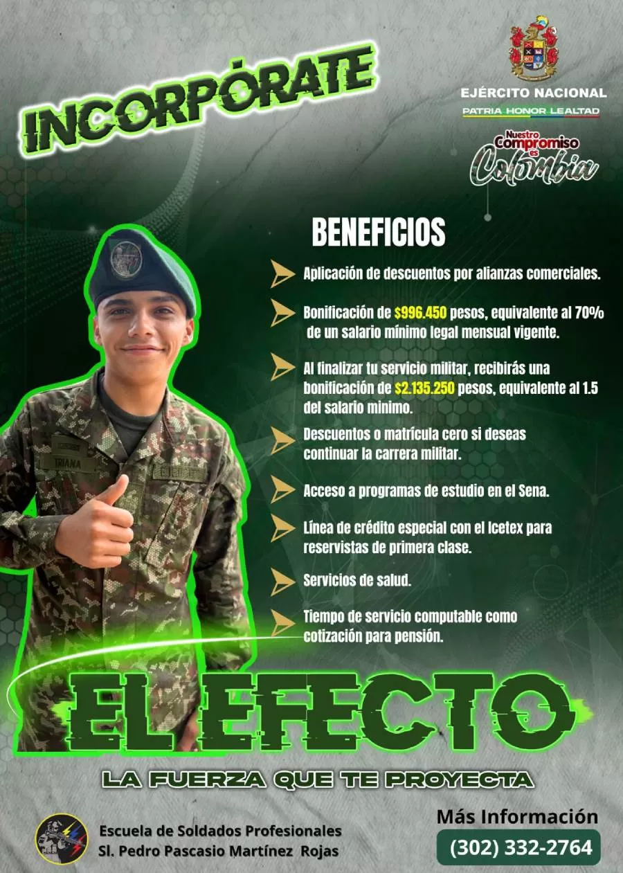 Convocatoria abierta para prestar el servicio militar en la Escuela de Soldados Profesionales