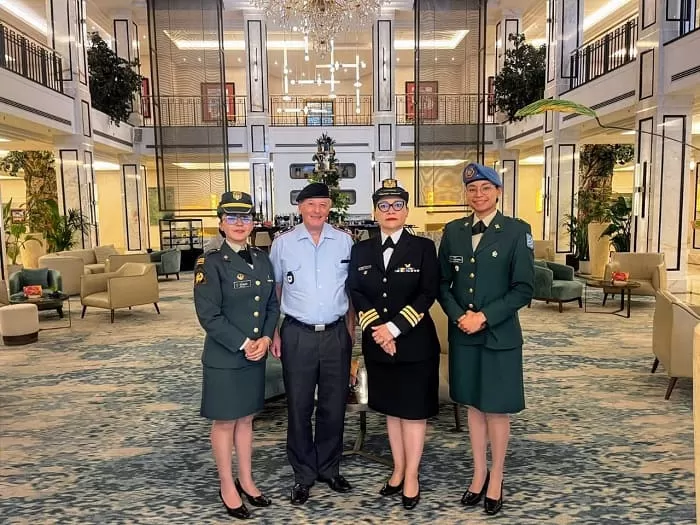 Female representatives of the Colombian Armed Forces at an academic meeting in Berlin, Germany