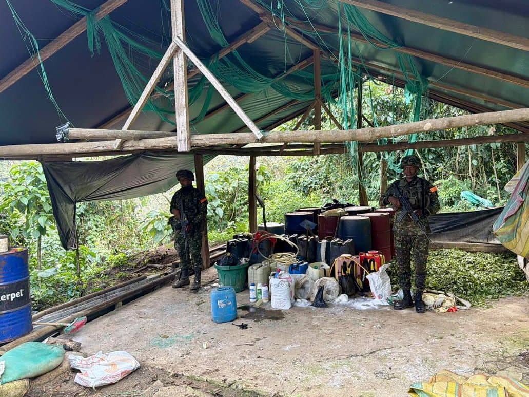 En operaciones militares se desmantelaron tres laboratorios para el procesamiento de pasta base de coca en Antioquia