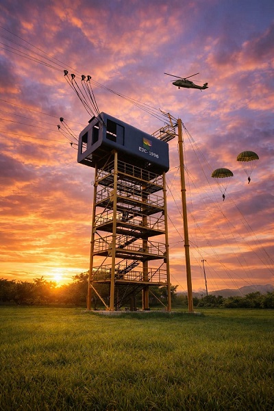 Nueva torre de paracaidismo fortalece el entrenamiento militar