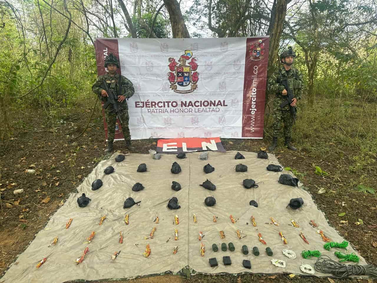 El Ejército Nacional ubicó en Norte de Santander un depósito ilegal donde el grupo armado ELN ocultaba gran cantidad de explosivos