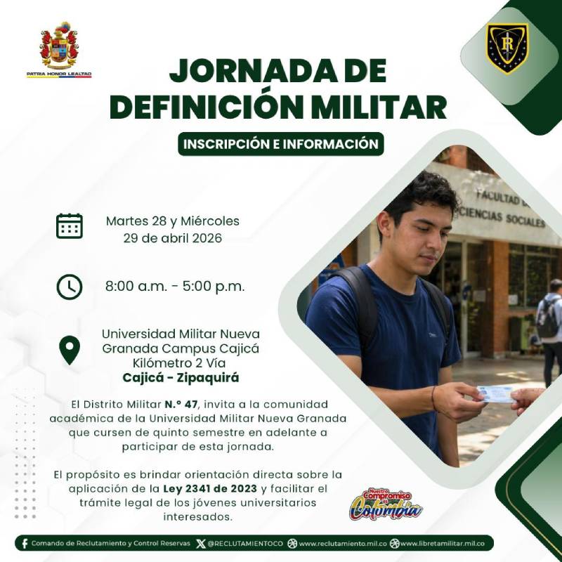 Este 28 y 29 de abril estaremos en la Universidad Militar Nueva Granada - Sede Cajicá