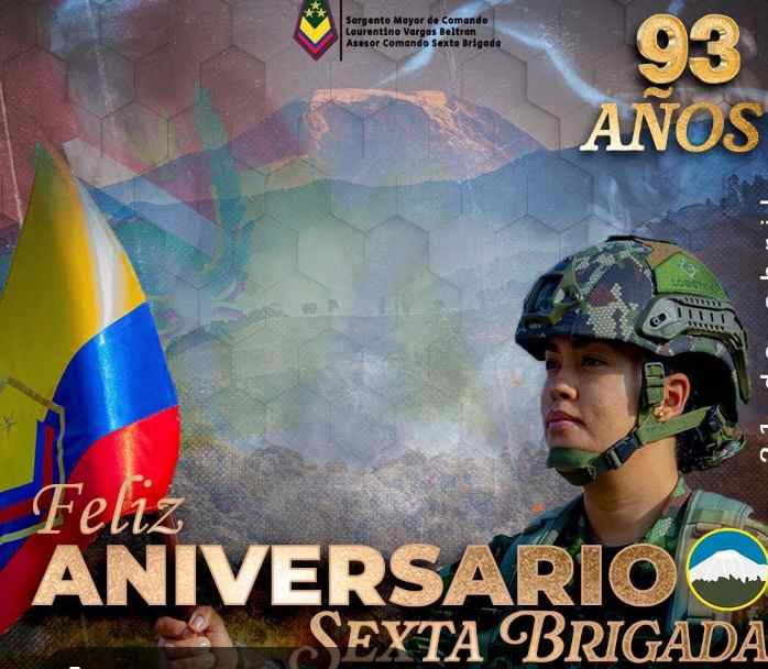 Sexta Brigada del Ejército Nacional conmemora 93 años de servicio, seguridad y compromiso con el Tolima