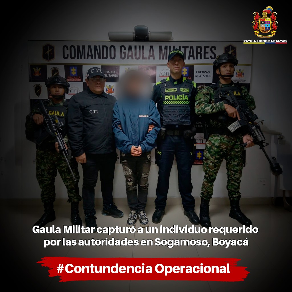 Gaula Militar capturó a un individuo requerido por las autoridades en Sogamoso, Boyacá
