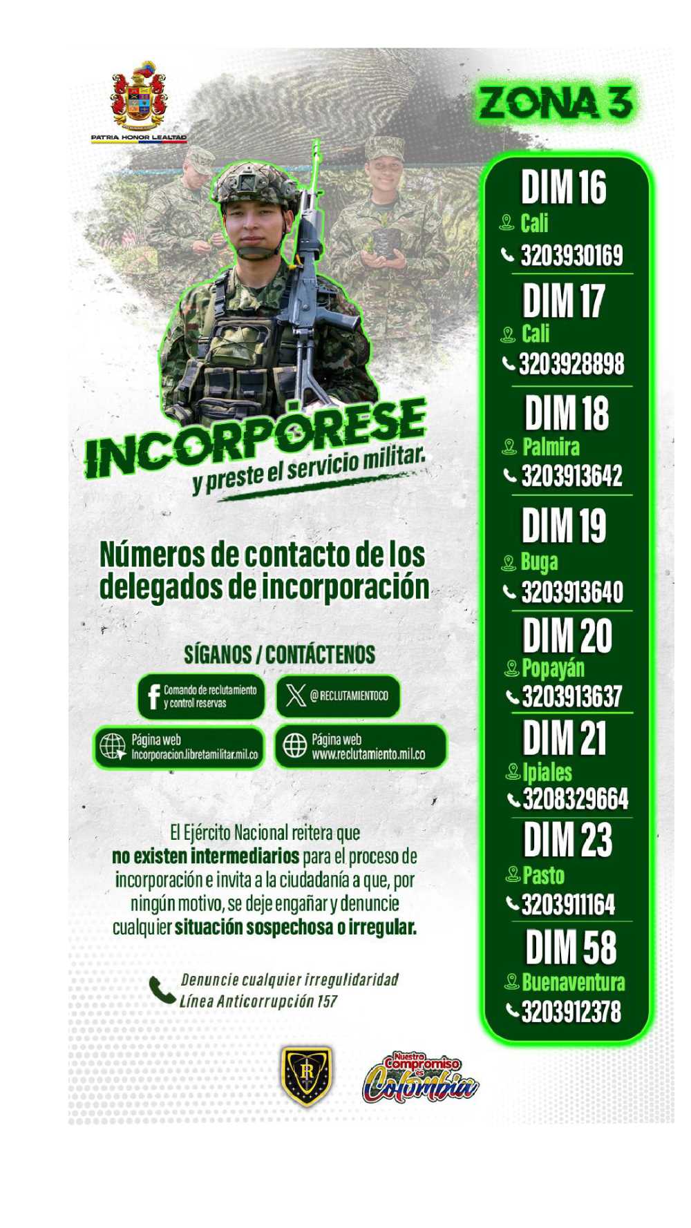 Jóvenes del suroccidente del país ya pueden incorporarse al Ejército Nacional con bonificación de $1.750.905 mensuales