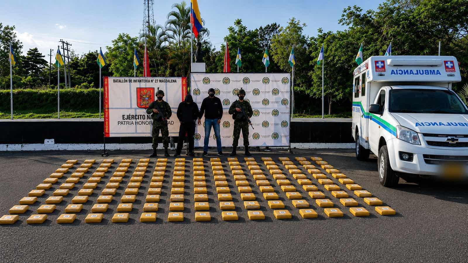 Ejército Nacional incautó más de 200 kilogramos de cocaína ocultos en una ambulancia en el sur del Huila