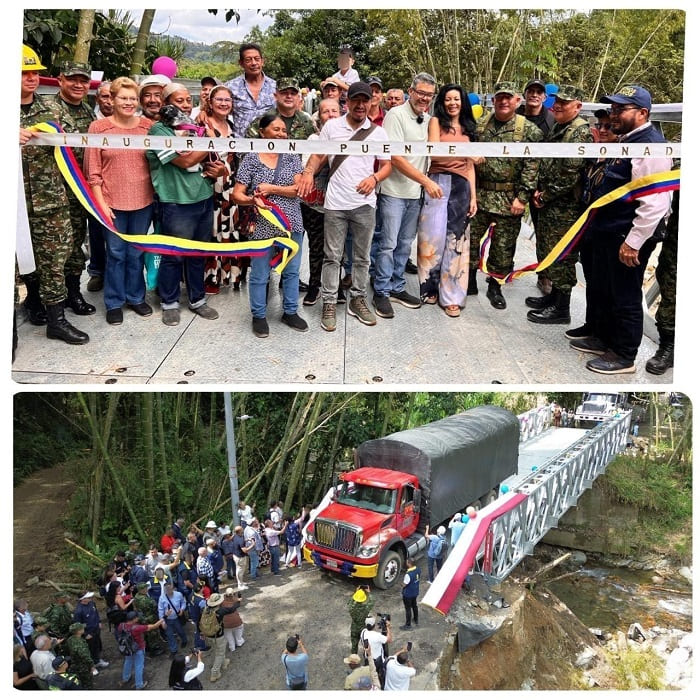 En el Eje Cafetero, puente militar del Ejército Nacional, reabre conexión estratégica rural de manera segura