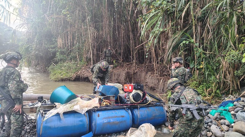 The National Army targets illicit funds derived from illegal mining in Cauca